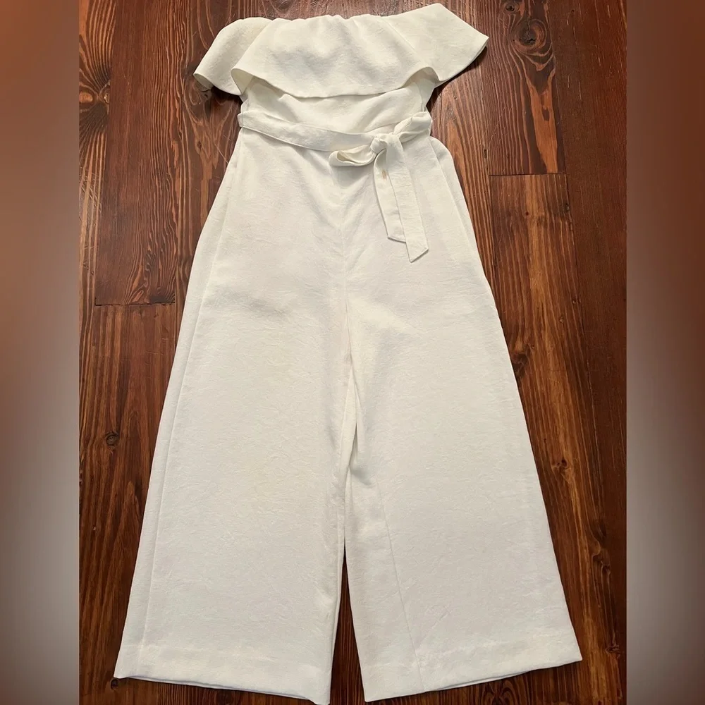 BABATON ARITIZIA Altamiro White/Off White Jumpsuit Strapless Wide Leg Cropped - Picture 12 of 12